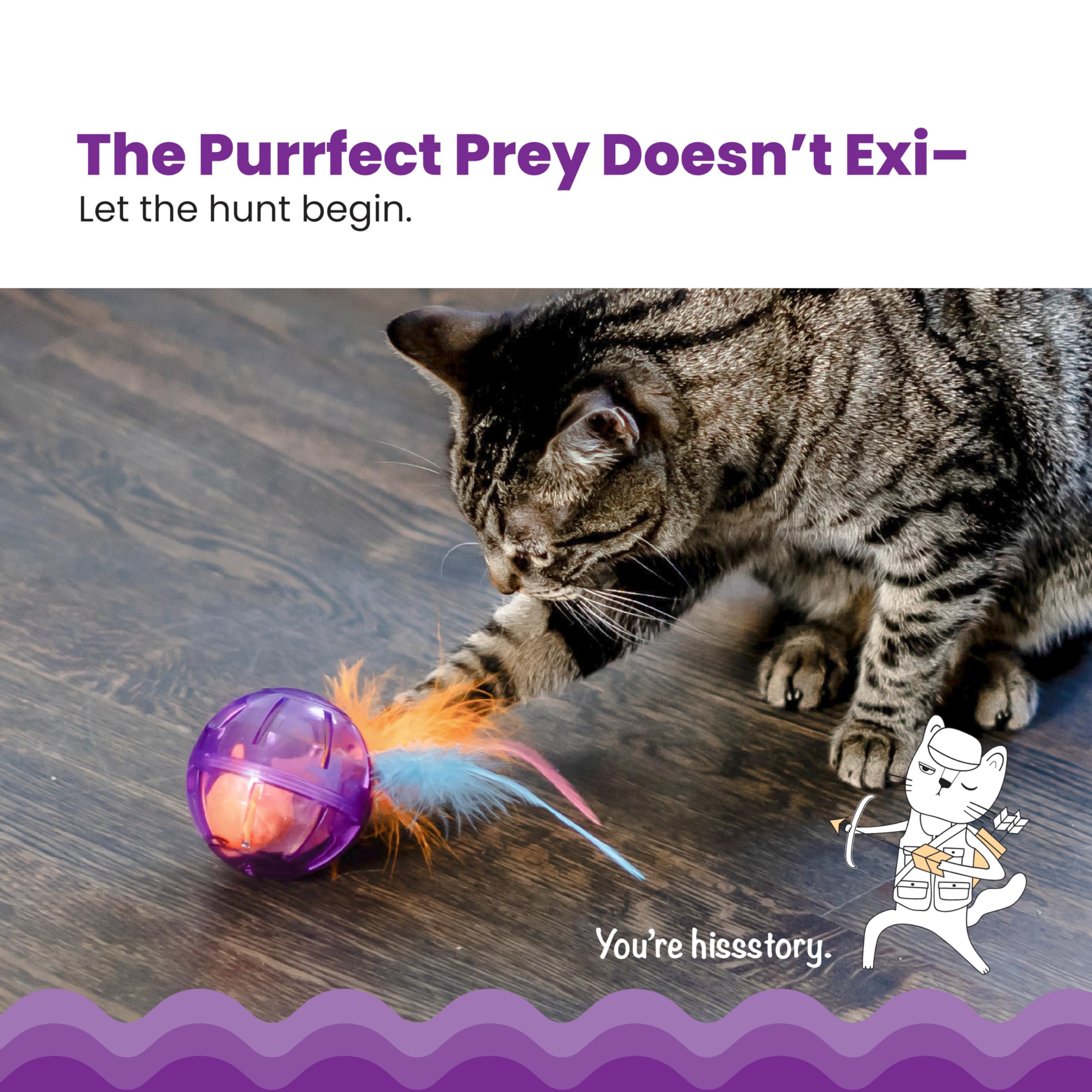 Catstages Hamster Ball Interactive Treat Stuffer For Cats With Plush Toy Inside, Purple